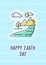 Celebrating Earth day greeting card with color icon element
