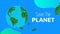 Celebrating earth day, leaves composition world map on globe with save the planet lettering