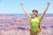 Celebrating happy hiker woman Grand Canyon