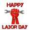 celebrating happy world labour day with a fist