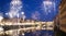 celebrating New year& x27;s eve in Florence, Italy - explosive fireworks around ponte vecchio on river arno