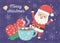 Celebrating santa mittens and chocolate cup merry christmas card