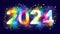 Celebration 2024 colorful sparkles, watrercolor art
