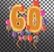 Celebration 60 birthday Happy birthday, congratulations poster. Balloons numbers with sparkling confetti. Vector