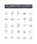 Celebration agency line icons collection. Happiness bureau, Joy division, Festivity firm, Rejoicing office, Merriment