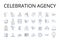 Celebration agency line icons collection. Happiness bureau, Joy division, Festivity firm, Rejoicing office, Merriment