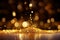 Celebration allure Golden glitter spatter creates a bokeh lighting texture