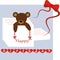 A celebration birthday card with teddy bear in box