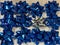 Celebration the boxing day with closed up variety colorful ribbon collection for gift , spotting white ribbon around blue, uniqu