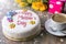 Celebration cake writing `Happy Mother`s Day`