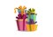 Celebration card Birthday and Merry Xmas gift boxes