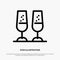 Celebration, Champagne Glasses, Cheers, Toasting Line Icon Vector