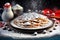 celebration of christmas delicious pancakes with powdered sugar and confectionery