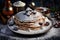 celebration of christmas delicious pancakes with powdered sugar and confectionery