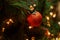 Celebration concept. Christmas tree and ball with the branch of Christmas tree. Christmas is coming every house decorates