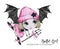 Celebration illustration. Watercolor ballet girl with bat wings. Small witch. Teenager. Halloween horror party. Have fun