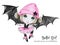 Celebration illustration. Watercolor ballet girl with bat wings. Small witch. Teenager. Halloween horror party. Have fun