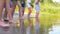 Celebration of Ivan Kupala. Girls and women lay wreaths on the water. Folk tradition