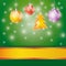 Celebration light background with ribbon Christmas tree and balls. Vector