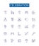 Celebration line icons signs set. Design collection of Festivity, Jubilee, Rejoicing, merrymaking, Commemoration