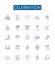 Celebration line icons signs set. Design collection of Festivity, Jubilee, Rejoicing, merrymaking, Commemoration