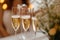 Celebration moment Champagne glasses clink at the wedding ceremony