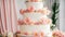 celebration multi-tiered wedding cake, flowers bridal table elegant