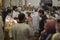 Celebration of Orthodox Easter.Crowd of people, priest on the church service in