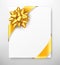 Celebration Paper Greet Card with Golden Festive Ribbon Bow on G