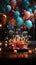 Celebration setting lively decorations make for a spirited birthday party background