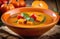 a celebration of spring and bright colors in India, a national Indian dish, traditional Indian cuisine, Sambar with pumpkin