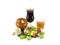 Celebration of St. Patrick`s Day with a dark beer whiskey appetizers