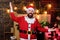 Celebration time. Man bearded santa celebrate christmas at home. Winter carnival. Santa claus costume. New year