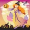 Celebrations with witch and ghosts for halloween party