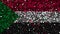 Celebratory animated background of flag of Sudan appear from fireworks