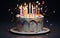 Celebratory Birthday Cake with Candles, Ai