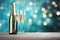 Celebratory champagne flutes and bottle, golden bokeh backdrop, perfect for toasting to life\\\'s special moments