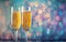 Celebratory Champagne Toast with Colorful Bokeh Background