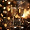 Celebratory Champagne Toast with Golden Bokeh Background