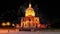 Celebratory colorful fireworks over the Les Invalides at night. Paris, France