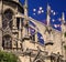 Celebratory fireworks over the Notre Dame de Paris, France