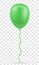 Celebratory green transparent balloon pumped helium with ribbon