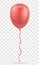 Celebratory red transparent balloon pumped helium with ribbon st