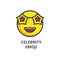Celebrity emoji vector line icon, sign, illustration on background, editable strokes