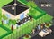 Celebrity House Isometric Background