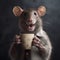 Celebrity Rat: A Stylish Portrait Of A Coffee-loving Rodent