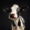 Celebrity-style Cow Portrait On Black Background