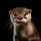 Celebrity-style Otter Portrait On Black Background