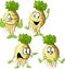 Celery cartoon with face and hand gesture - vector