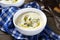 Celery cream soup with pumpkin seeds